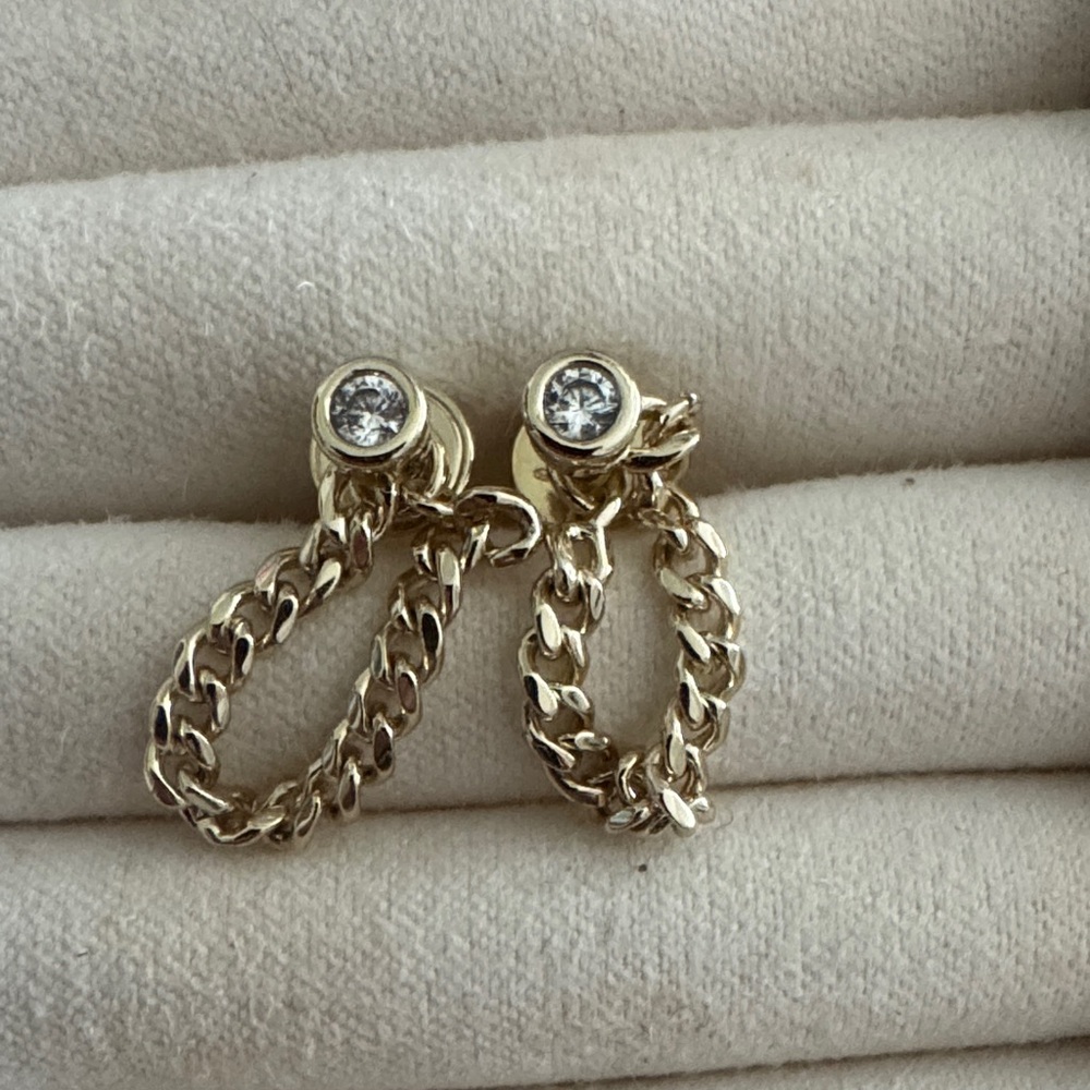 Melinda Maria Gold Chain Earrings with Crystal Accents